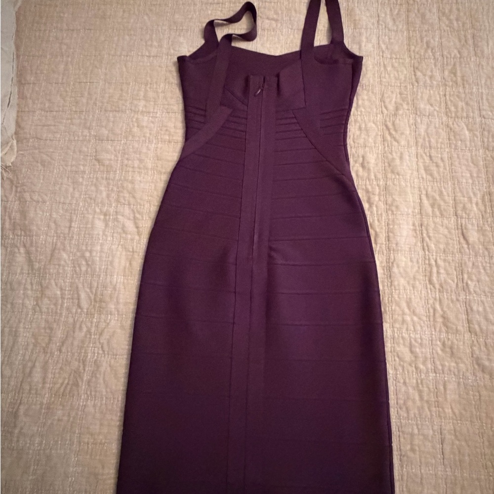 Herve Leger Strapless Dress in Deep Purple
